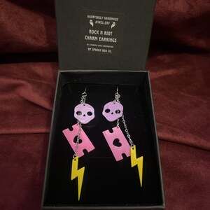 Spooky Box Club - Rock N Riot Charm Earrings Skulls Razors Lightning Bolts